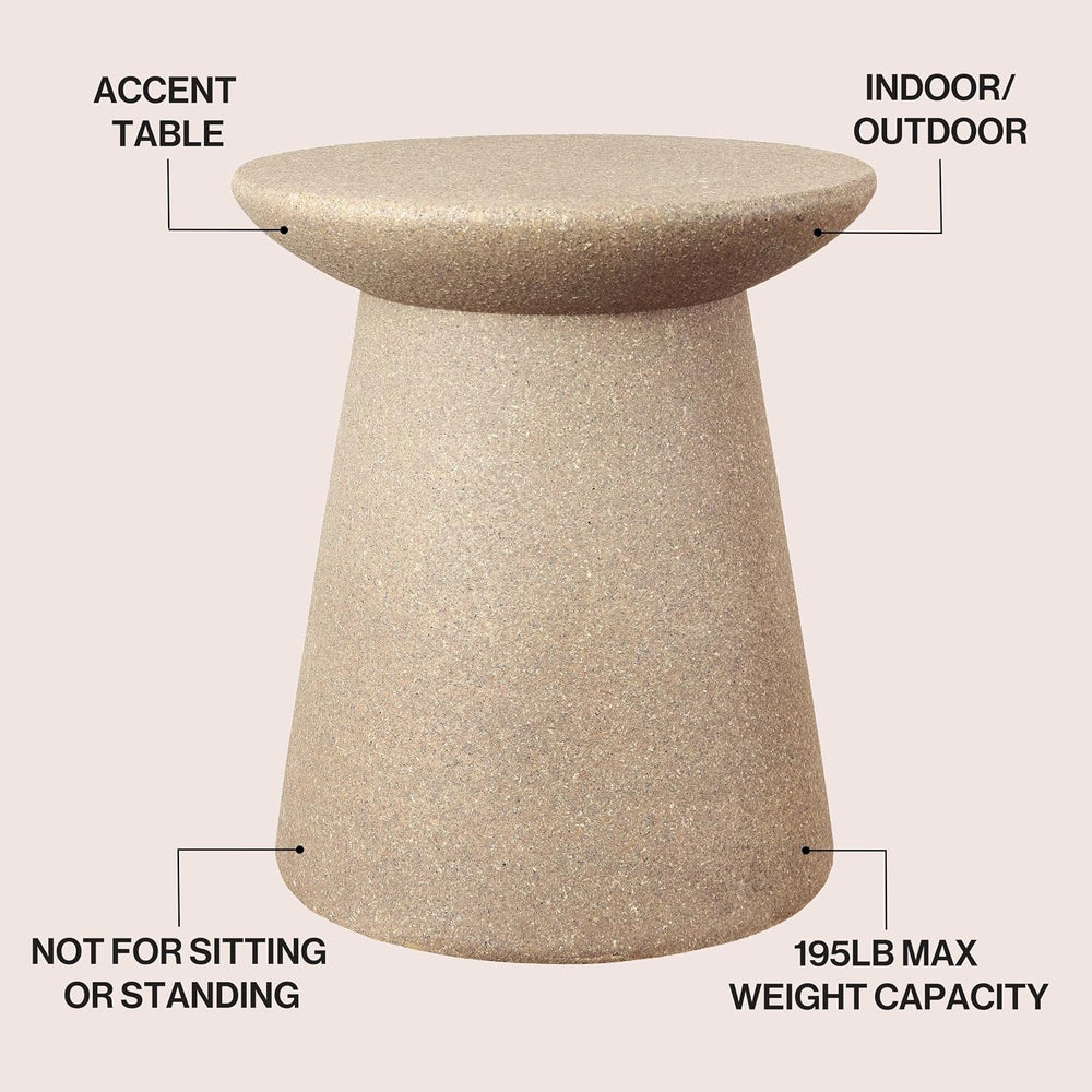JONATHAN Y Hollie 18" Round Drum Indoor Outdoor Side Table, Light Brown ...