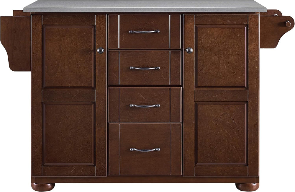 Crosley Furniture Eleanor Stainless Steel Top Kitchen Island with Spice Rack,...