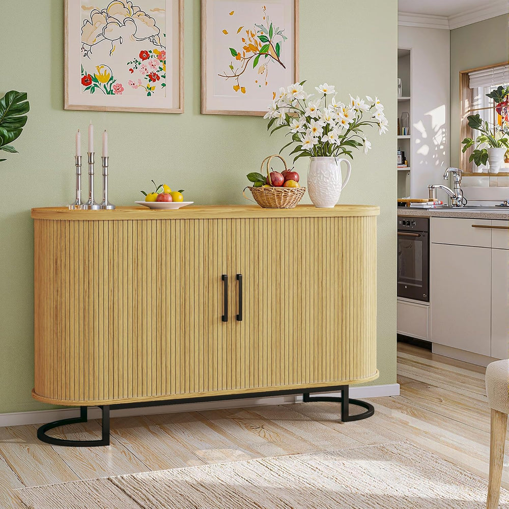 HUAHUU Sideboard Buffet Cabinet with Storage, 47.2" Fluted Storage Cabin...