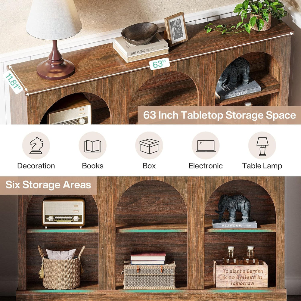 Tribesigns Farmhouse Console Table, 63-Inch Long 3 Tier Entryway Table with S...