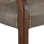 LEEMTORIG Large Dining Chairs with Casters and Arms, Rolling Dining Chairs with Wheels, Poker Chairs, Solid Wood Office Desk Chairs, 26"D x 25.2"W x 31.5"H, Cherry Legs & Dark Brown Fabric SY-1533-DK