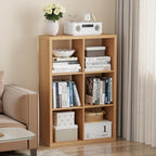Cube Storage Organizer Bookcase, Decorative 11 inch Open Back Cubical Shelf with Thickened Border, Display Bookshelf for Living Room, Home Office, Sturdy Room (Natural Oak, 6 Cube)