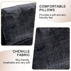 QQU Giant Bean Bag Chairs for Adult and Kids with 2 Pillows, 2-Seat Bean Bag Sofa with Armrest and Back, Chenille Loveseat Filling high -Density Foam, Large Lazy Sofa for Living Room, Bedroom,Black