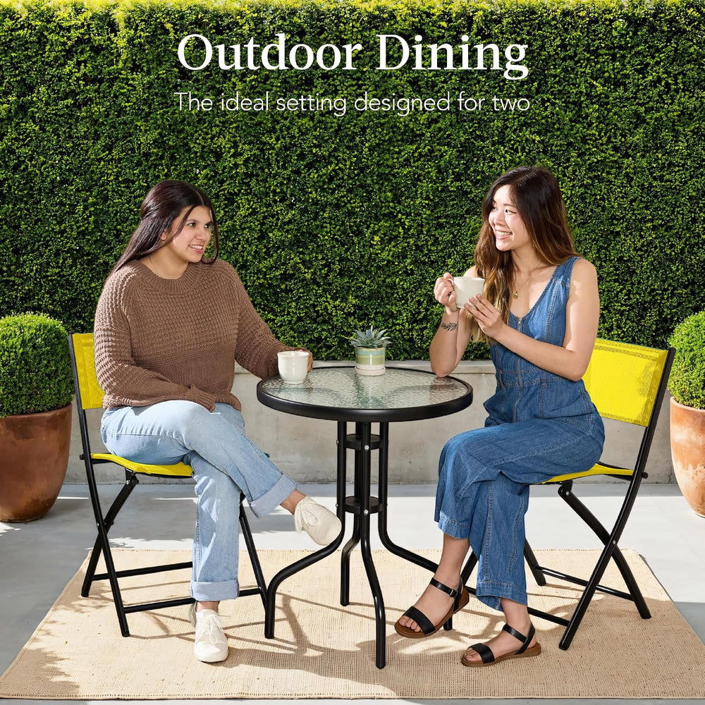 Best Choice Products 3-Piece Patio Bistro Dining Furniture Set w/Textured Gla...