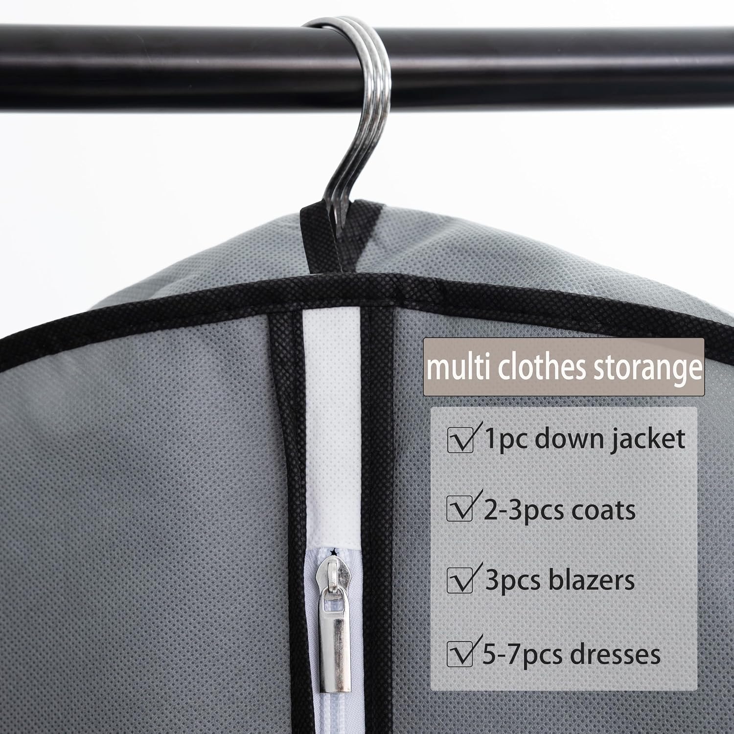 Dress Bags for Gowns Long, 65" Long Dress Garment Bags for Hanging Clothes | 1 Pack ,10" Gusseted Clothing Bags for Closet Storage and Travel, Suit Bags for Coats, Jackets, Shirts and Sweater