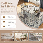 5-Piece Square Dining Table Set for 4, 38.2'' Solid Wood Kitchen Table with 4 Upholstered Chairs & 2 Drawers for Dining Room, Kitchen, Small Space, Washed Gray