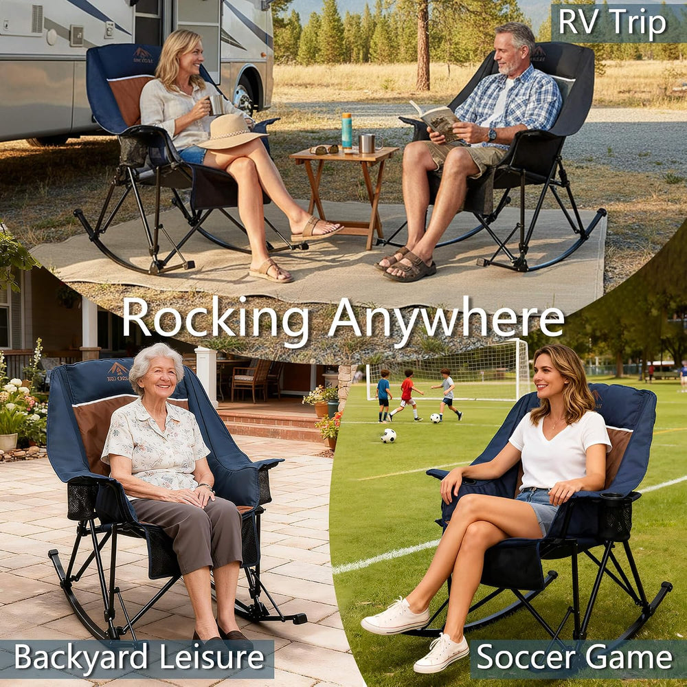 400lbs Rocking Camping Chair, Oversized Heavy Duty XL Folding Rocker for Adul...