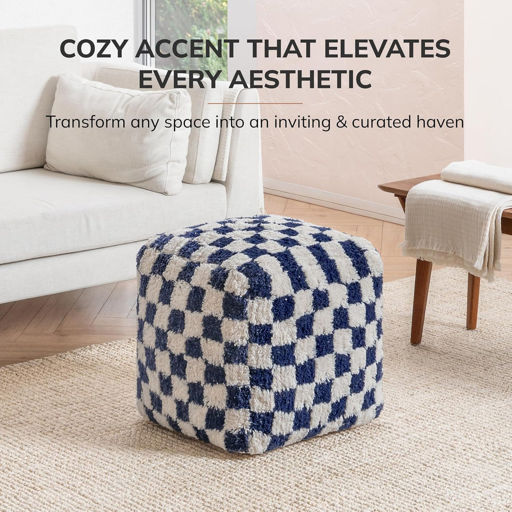 Anji Mountain Artisan Crafted Cotton Blend Pouf Ottoman | Versatile Floor Sea...