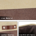 HNZIGE Large Fabric Storage Bins (3 Pack) Canvas Baskets for Storage Clothes Toys, Closet Baskets with Handles for Organizing Baby Nursery Closet Shelves Organization(Gold&Brown, 15" X 11" X 9.5")