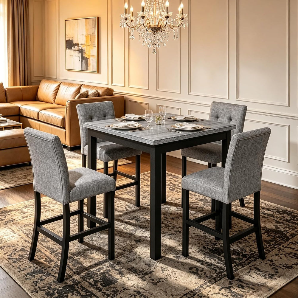 RuiSiSi 5-Piece Counter Height Dining Table Set for 4, Square Dining Table wi...