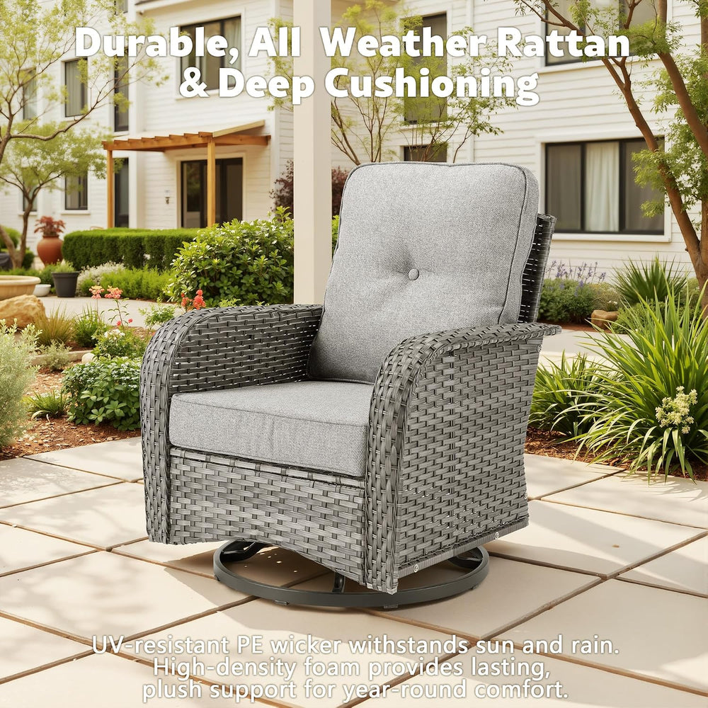CAODOC 6 Pieces PE Wicker Patio Furniture Set, Outdoor Sectional Sofa with Sw...