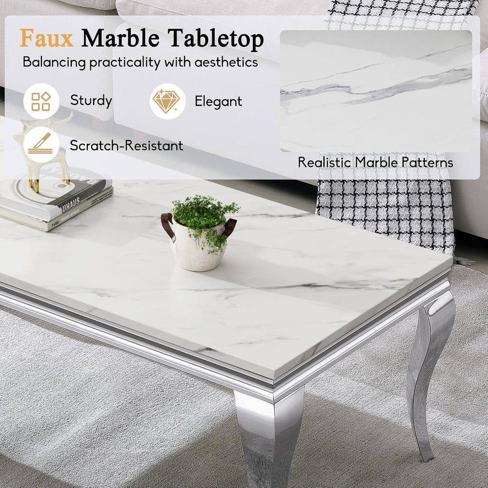 Luxury Coffee Table Set of 2, Rectangular Coffee Table with Sofa Console Tabl...