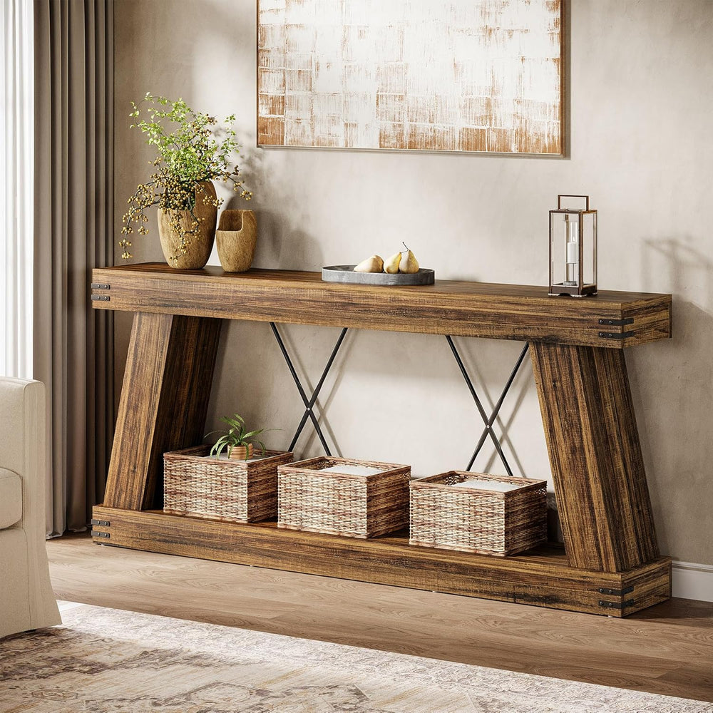 Tribesigns 70.9" Farmhouse Console Table, Long Sofa Table Behind Couch w...