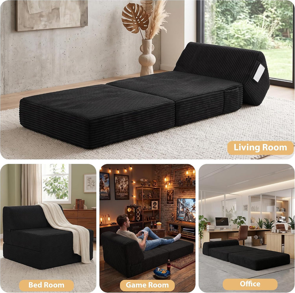 Kasunpul Folding Sofa Bed with Pillow, Memory Foam Fold Out Chair Bed, Conver...