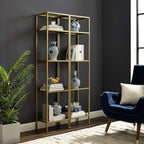Crosley Furniture Aimee 2-Piece Bookshelf Set with Glass Shelves, Bookcase Storage, Gold and Glass