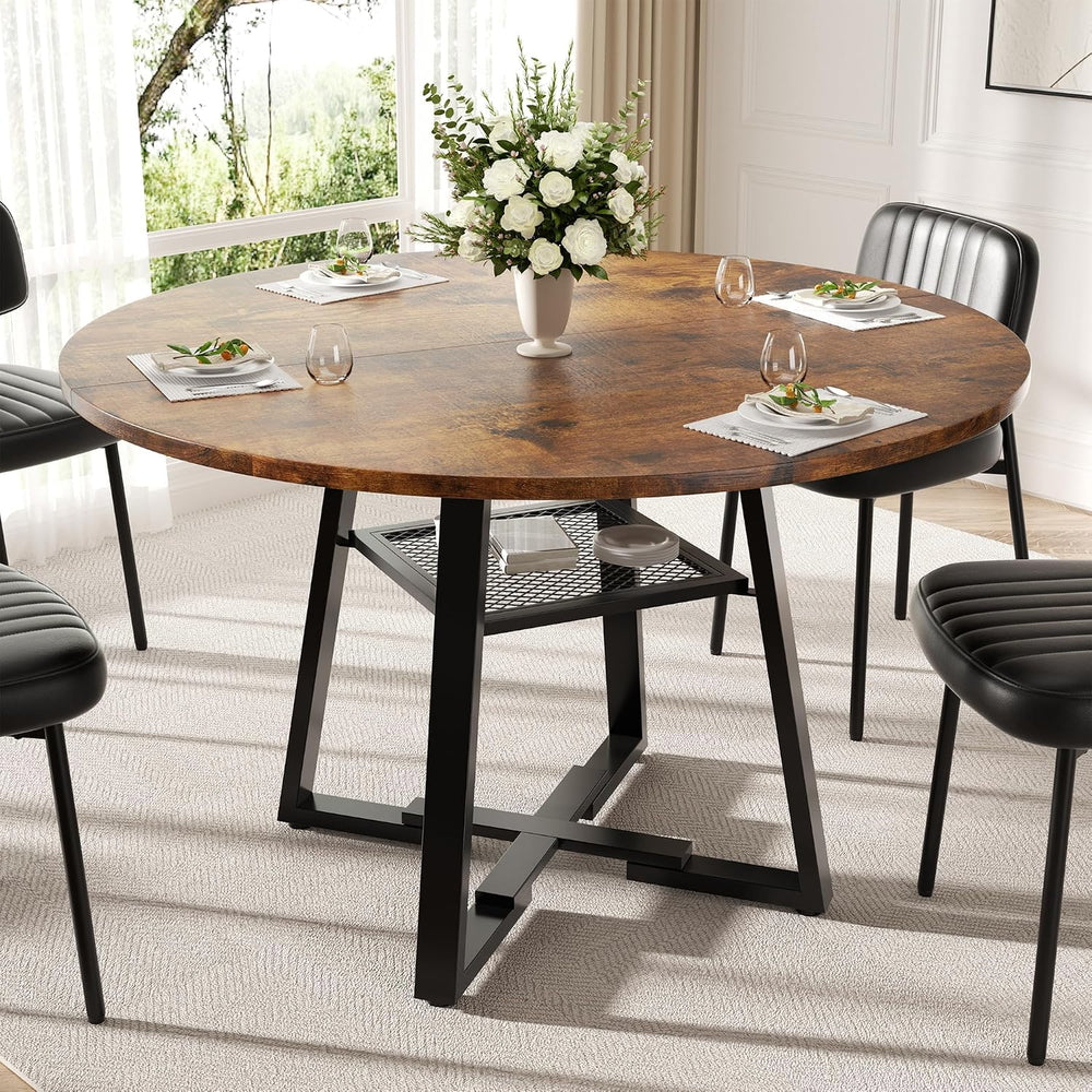 47 Inch Round Dining Table for 4-6 People,Modern Circle Dining Room Table Kit...