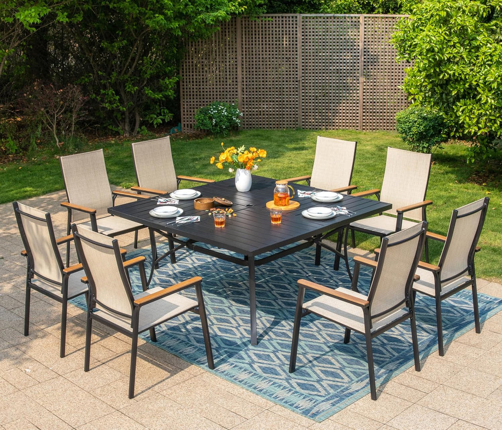 Sophia & William Patio Dining Set for 8, Square Table & Aluminum Chairs