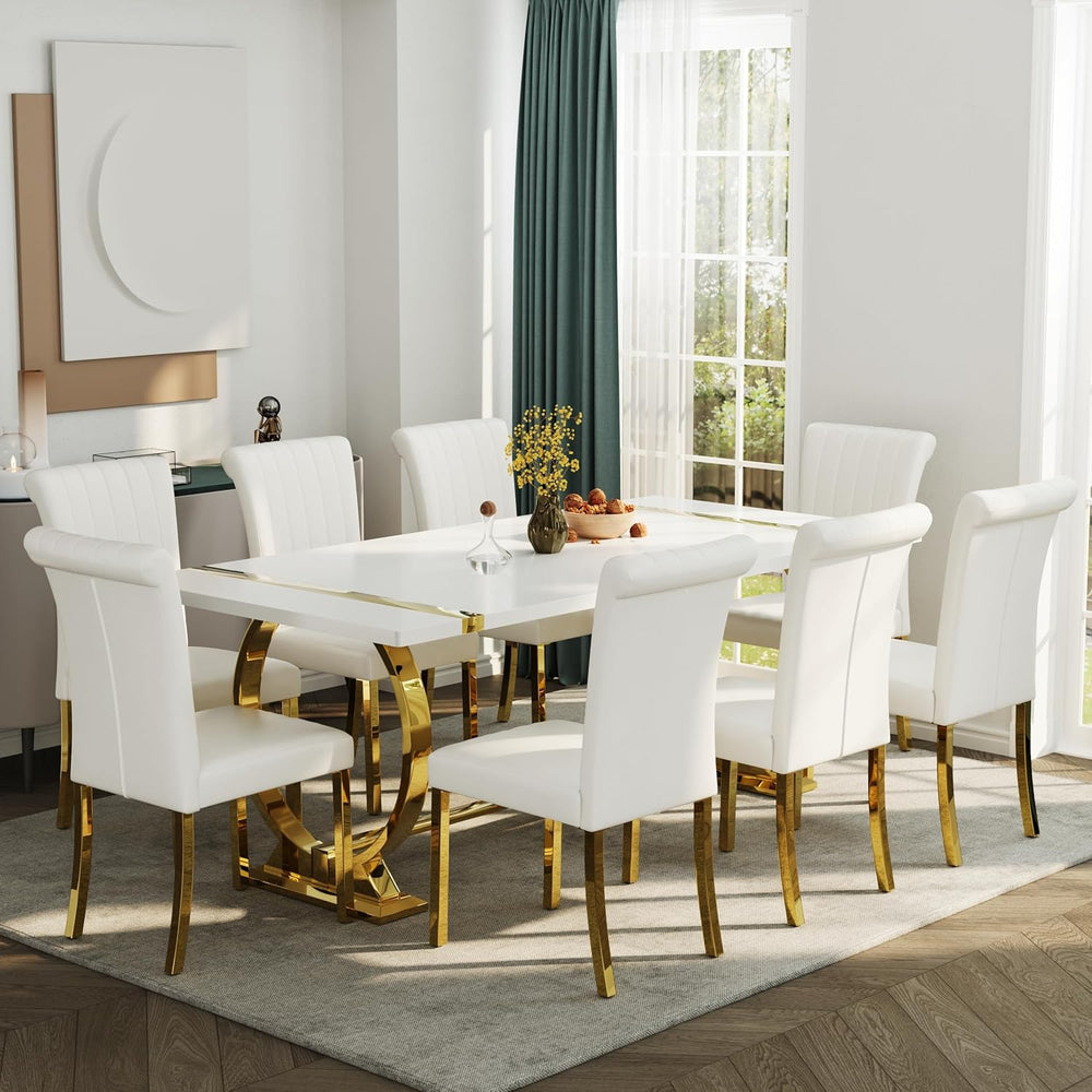 ACEDÉCOR Modern Dining Chairs Set of 2, White Leather Dining Room Chairs with...