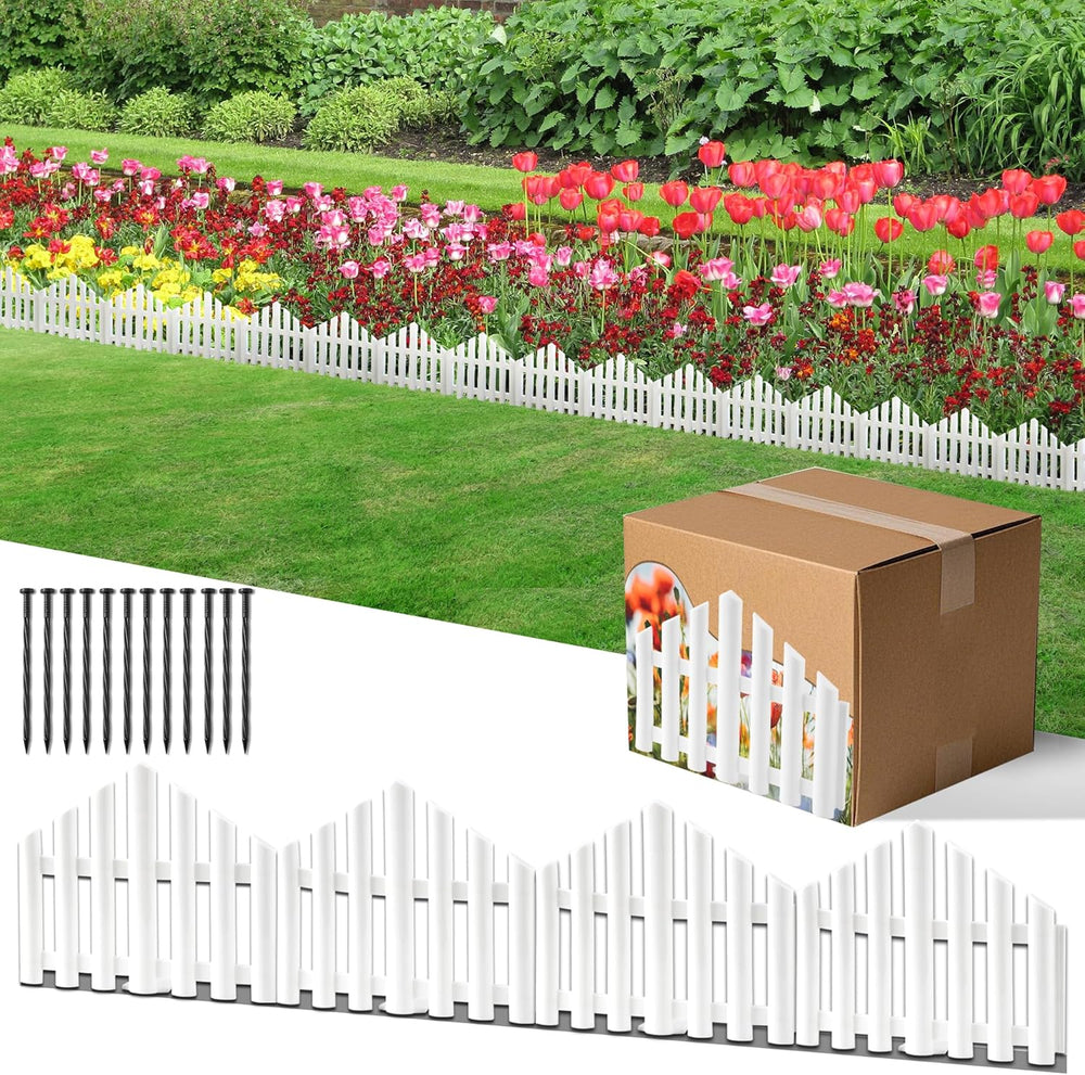 Garden Edging Border No-Dig 13FT White 9.3 Inch Tall Landscape Edging with 14...