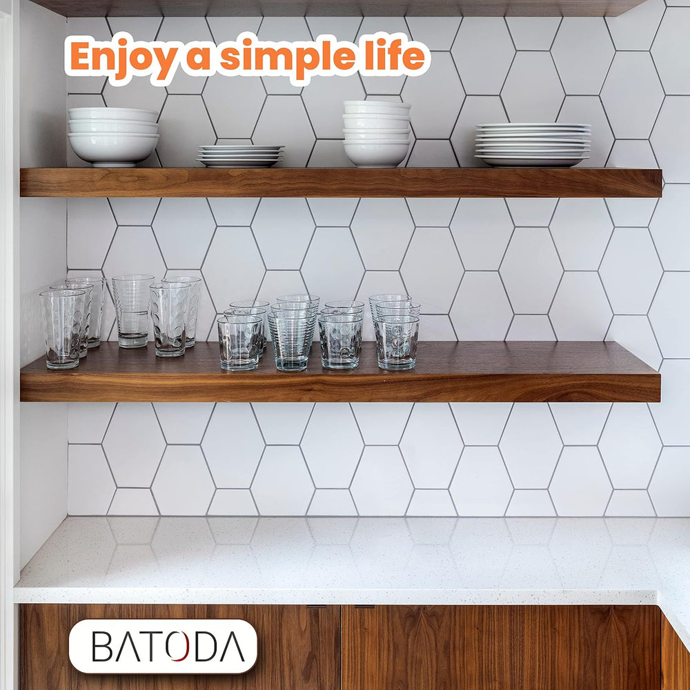 BATODA Set of 2 24" Acacia Wood Floating Shelves Wall Mounted – Rustic F...