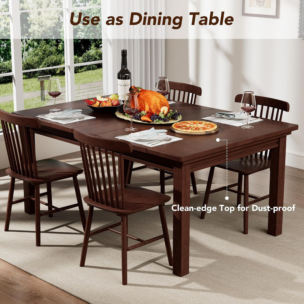 Convertible Board Game Table for 4-6 Players, Spacious Gaming Space w/Clean-E...