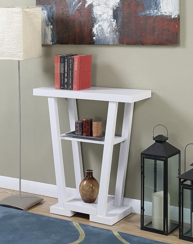 Convenience Concepts Newport V Console Modern Sofa Storage Shelves, Narrow En...