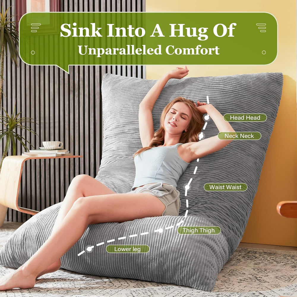 3 in 1 Big Bean Bag Chair, Large Giant Bean Bag Chairs for Adults, Convertibl...