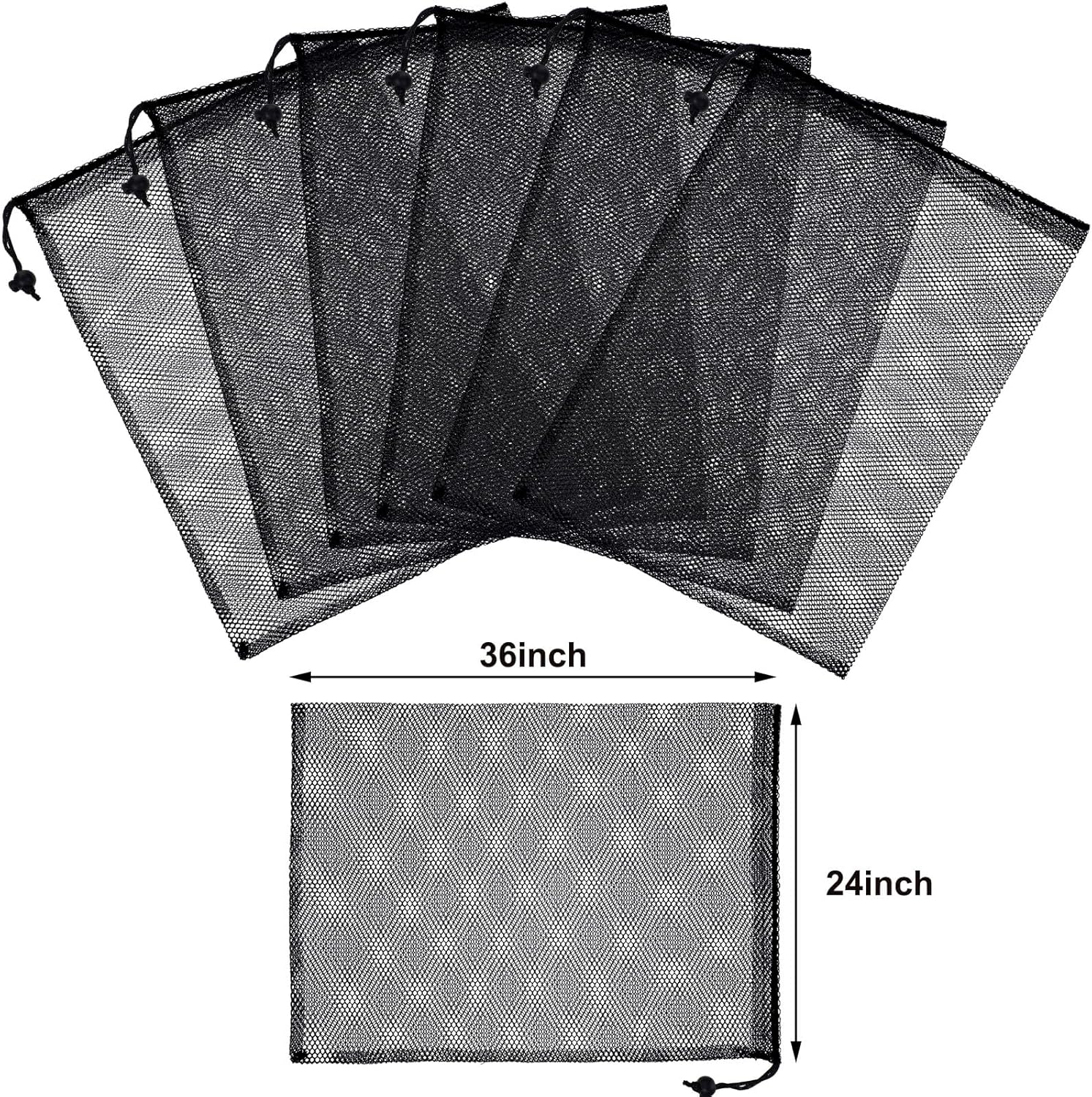 TecUnite 10 Pcs Mesh Bags Drawstring Laundry Bags Large Nylon Mesh Gift Dishwasher Bag with Sliding Drawstring for Kitchen Jewelry Gifts Wedding Favor Home(24 x 36 Inch,Black)