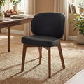 YOUNIKE Black Dining Chair with High Back Single Mid Century Modern Kitchen Chair Faux Leather Upholstered Armless Accent Chair 20" Wide Padded Seat with Soild Wooden Legs for Living Room Bedroom