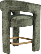 Jofran Upholstered Counter Stool with Arms – Versatile Barstools – Stylish Seating for Kitchen Dining Room or Home Bar, Forest, Single Stool