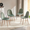 Set of 4 Dining Chairs Upholstered Green Velvet Living Room Chair with Backrest, Modern Mid-Century Home Kitchen Chairs Armless with Metal Legs for Dining Room, Retaurant