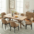 VKNOW Wooden Dining Chairs Set of 6, Upholstered Dining Room Chairs with Rubberwood Legs and Padded Seats, Kitchen Chairs for Restaurant Kitchen Living Room, Ochre Yellow