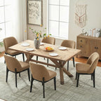 VKNOW Wooden Dining Chairs Set of 6, Upholstered Dining Room Chairs with Rubberwood Legs and Padded Seats, Kitchen Chairs for Restaurant Kitchen Living Room, Ochre Yellow