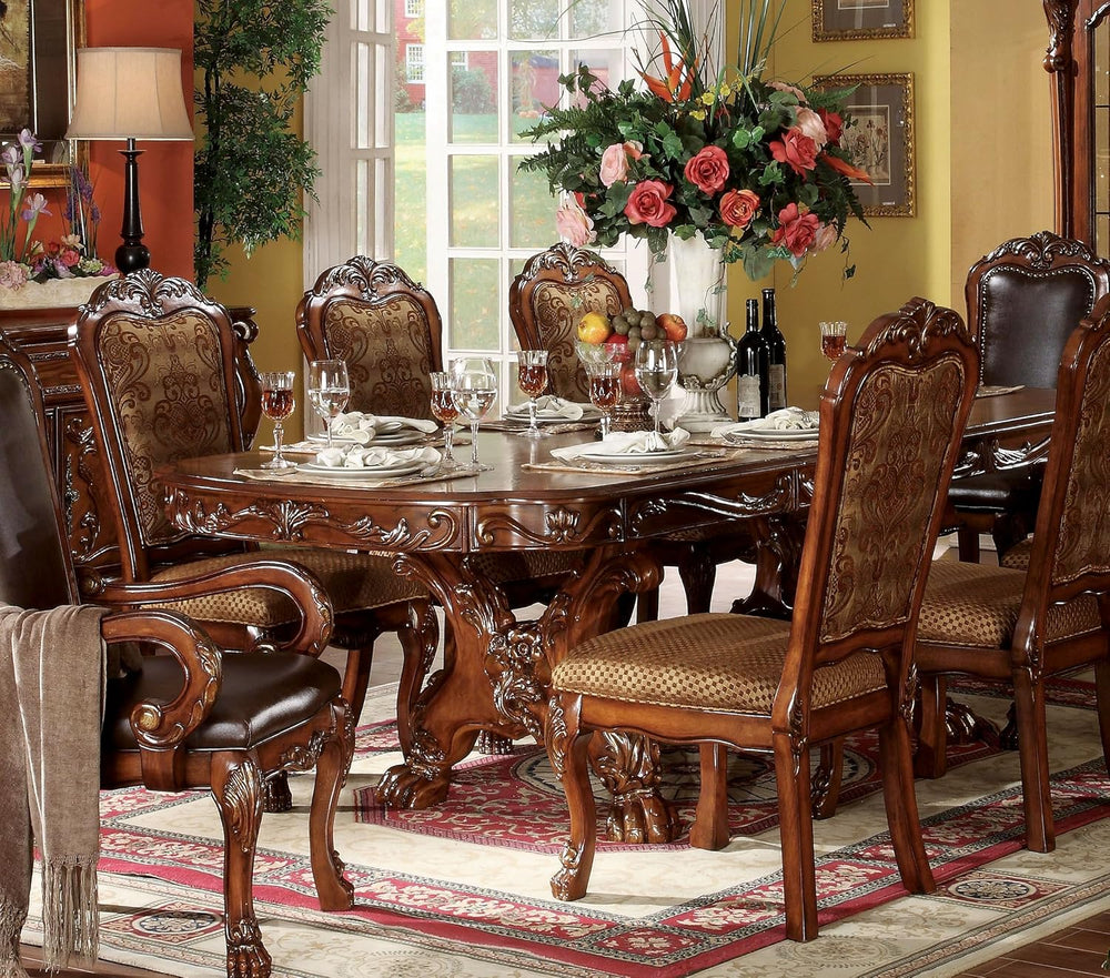 Traditional Kitchen Furniture Set 9pc Formal Dining Table Set Include 1 Exten...