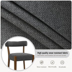 Modern Dining Chairs Set of 6, Walnut Upholstered Kitchen & Dining Room Chairs, Mid Century Wooden Dining Chairs Oversized Sturdy Fabric Rounded Chairs Curved Back, Dark Grey