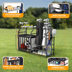PLKOW Sports Equipment Organizer Rack, Garage Ball Rack, 2 Golf Bag Storage and Sports Gear Organizer for Garage