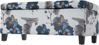 Christopher Knight Home Nesbit Living Room Ottoman with Storage, Entryway Fabric Upholstered Storage Ottoman Bench, Rectangular Sofa Foot Stool, Bedroom End of Bed Bench, Blue Flower+White
