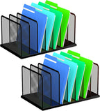 Kuntine.B Desk File Organizer 7 Upright Mesh Desktop Organizer File Sorter Office Organization File Holder for Home, Office & Classroom, 2 Pack