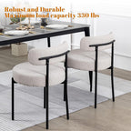 DYHOME Light Grey Boucle Dining Chairs Set of 4, Upholstered Kitchen Dining Room Chairs with Metal Legs, Round Modern Dining Room Chairs