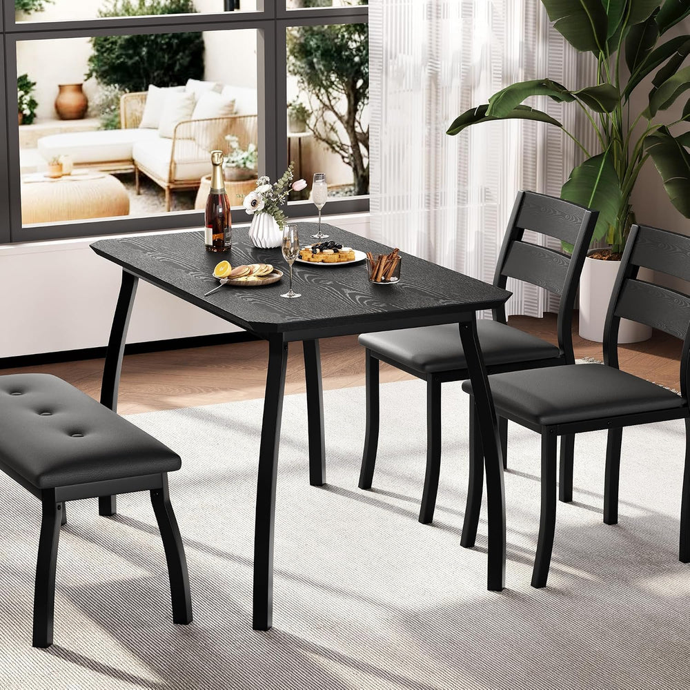 IDEALHOUSE 43'' Dining Table Set for 4, Wooden Kitchen Table with Uph...
