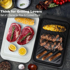 Grilling Prep and Serve Trays, BBQ Tray for Raw and Cooked Food, Melamine Serving Platter for Food, Set of 2, Black and White, Napkin and Cleaning Clothes Included