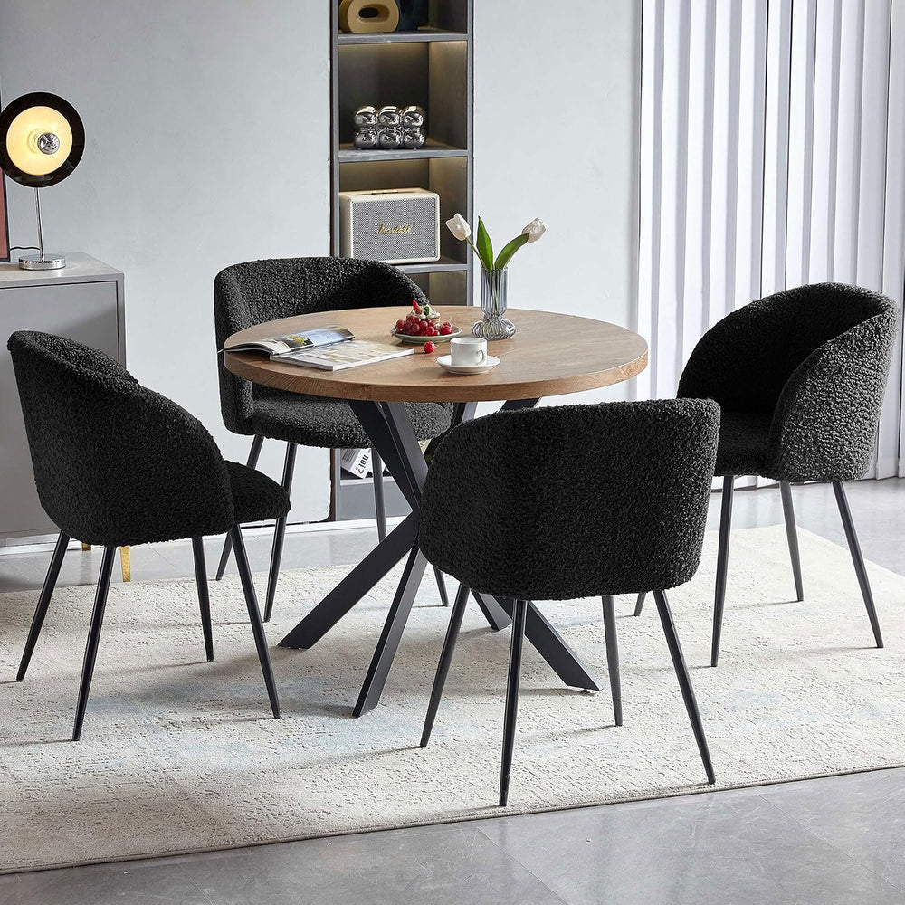 NORDICANA Accent Chairs Set of 2, Fuzzy Sherpa Dining Chairs with Barrel Back...