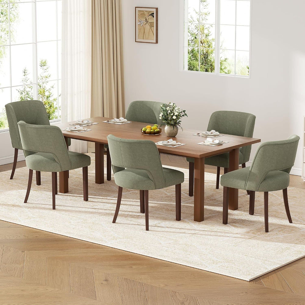 Dining Chairs Set of 6,Modern Dining Room Chairs with Thick Cushions,Linen Up...