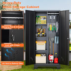 Storage Cabinet 61" H, Metal Outdoor Sheds with Shelves for Tools Storage, Cleaning Supplies Closet with Removable Pegboard for Outdoor, Garage, Utility Room