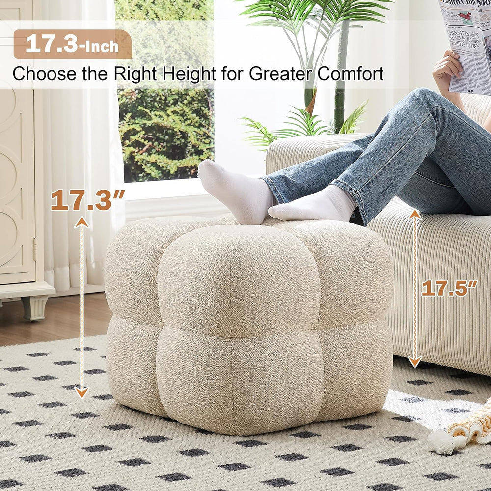 Zesthouse Square Pouf Ottoman Footstool, Modern Vanity Chair for Bedroom | Li...