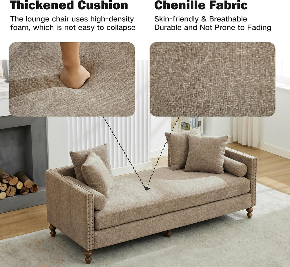 Chifee & Vingol 75.2" W Retro Oversized Chaise Lounge Chair Indoor w...