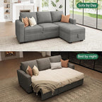 HONBAY Modular Sectional Sleeper Sofa with Pull Out Bed, L Shaped Sofa with Storage, Modular Sectional Couches for Living Room, Warm Grey
