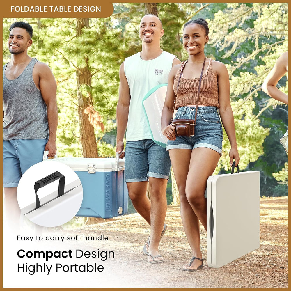 5.5 Feet ADJUSTABLE Foldable Table with Built in Handle & Steel Legs | 5....