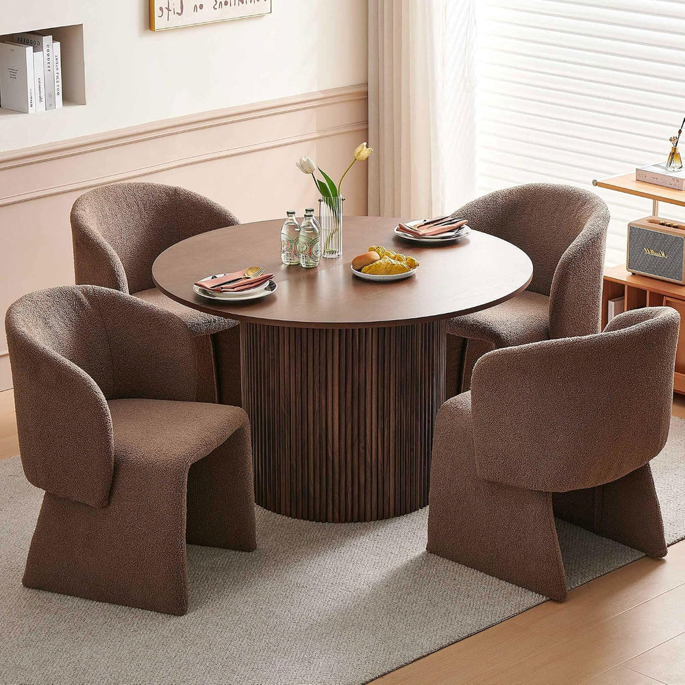Homedot 47" Round Kitchen Dining Table Walnut for 4 with Veneer Tabletop...