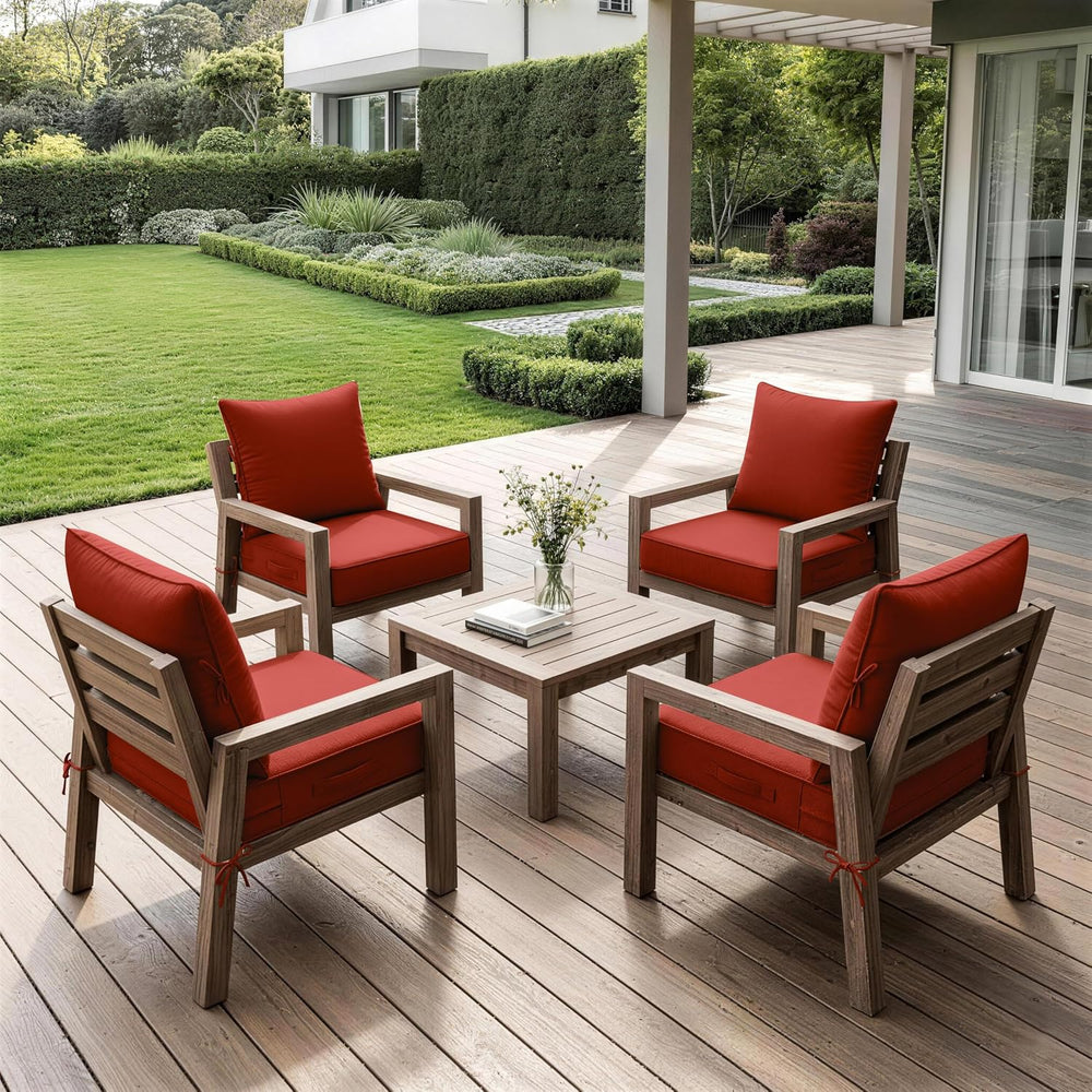 2Pcs Outdoor Seat Cushions 22×24, Waterproof for Patio Chairs, Terra Red